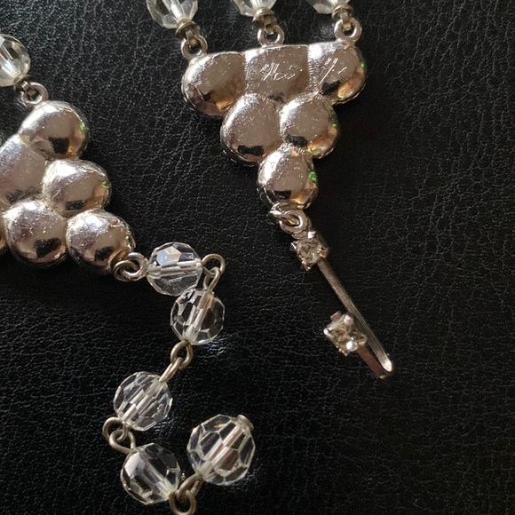 Vintage Graduated Clear 3 Strand Crystal Choker Necklace - Picture 6 of 7